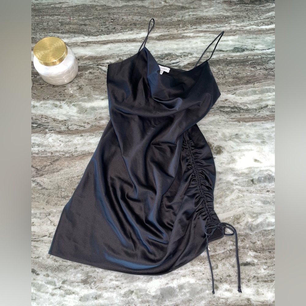 Top shop Women’s black silk cowl neck mini dress size 6